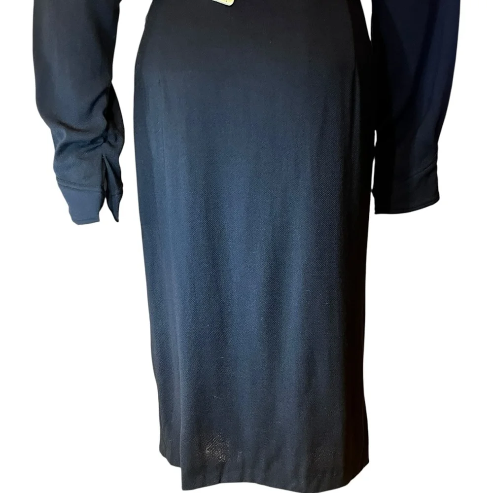 Louis Féraud Vintage Wool Wrap Dress, West Germany, 10, Black - Picture 13 of 16